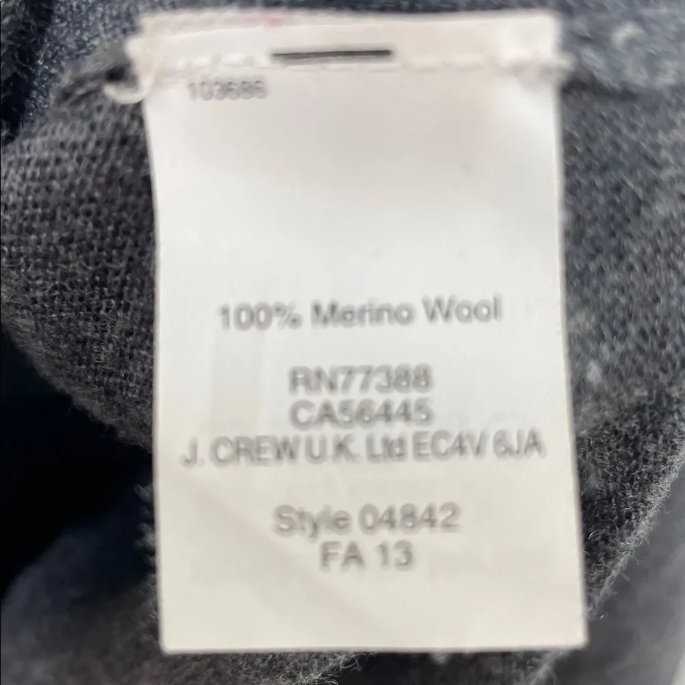 J. Crew Merino Wool Gray Tight Knit Long Sleeve Hi Lo V-Neck Sweater size XS Men